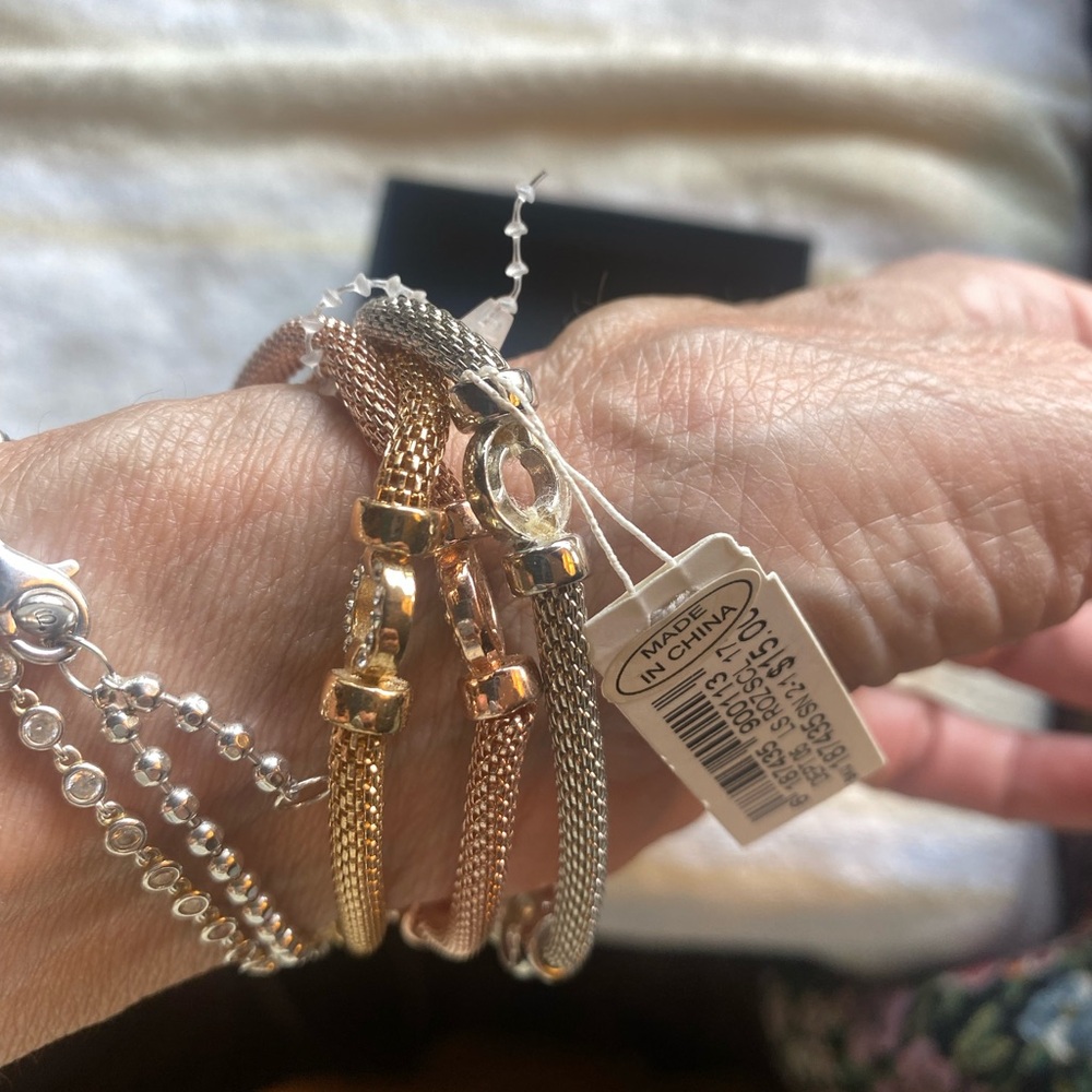 Elegant Gold, Rose Gold and Silver with sparkle accents Mesh Bracelets. - Picture 2 of 2